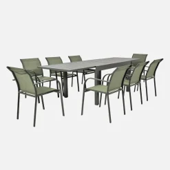 Mesa de jardín extensible de aluminio, 8 plazas
