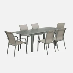 Mesa de jardín extensible de aluminio de 6 plazas