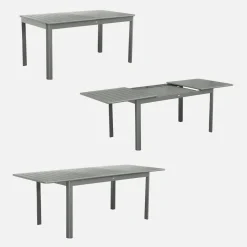 Mesa de jardín extensible de aluminio de 6 plazas