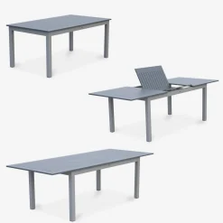Mesa de jardín extensible de aluminio con 8 sillas