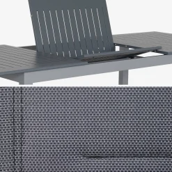 Mesa de jardín extensible de aluminio con 8 sillas