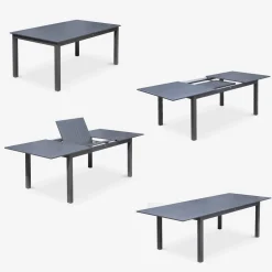 Mesa de jardín extensible de aluminio con 8 sillas