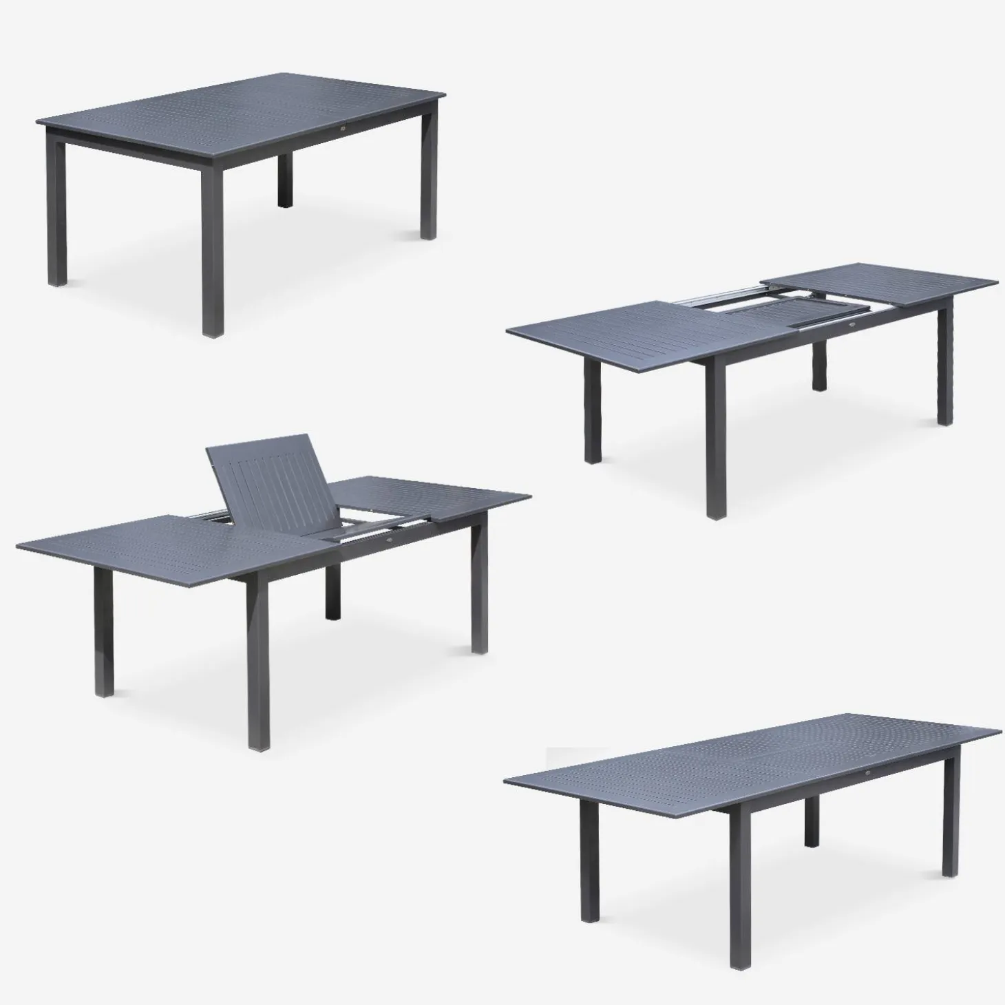 Mesa de jardín extensible de aluminio con 8 sillas