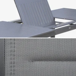 Mesa de jardín extensible de aluminio con 8 sillas