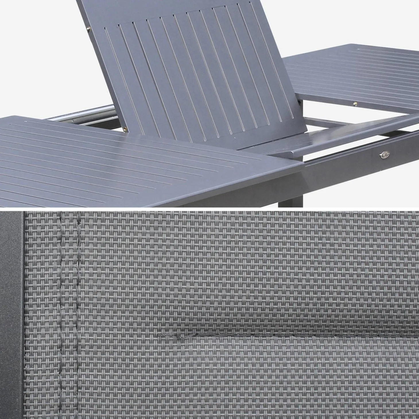 Mesa de jardín extensible de aluminio con 8 sillas