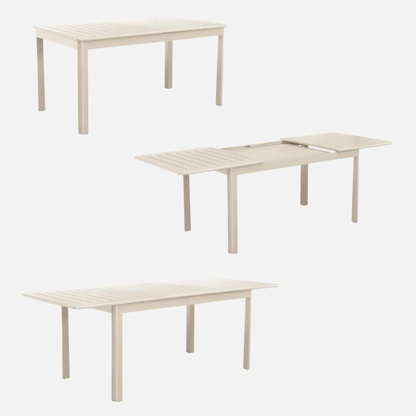 Mesa de jardín extensible de aluminio con 8 sillas