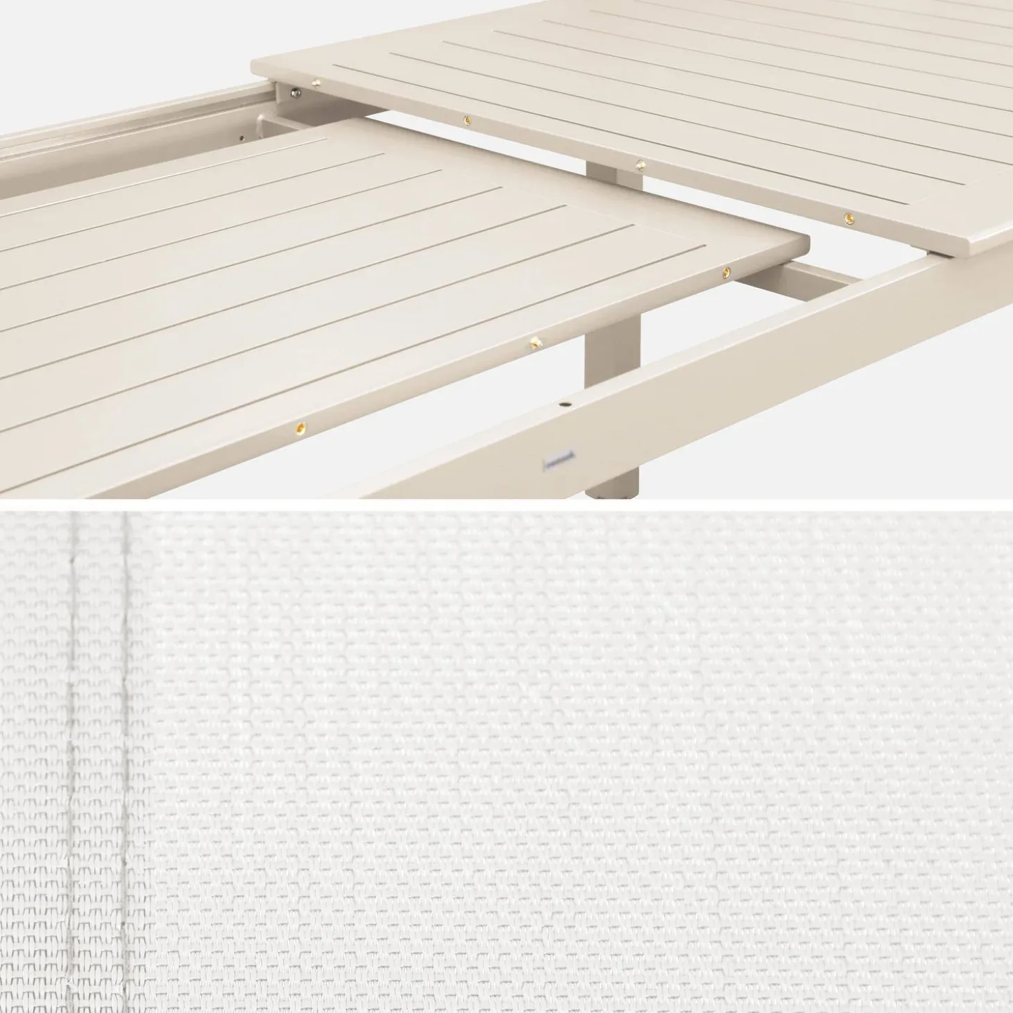 Mesa de jardín extensible de aluminio con 10 sillas