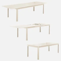 Mesa de jardín extensible de aluminio con 10 sillas