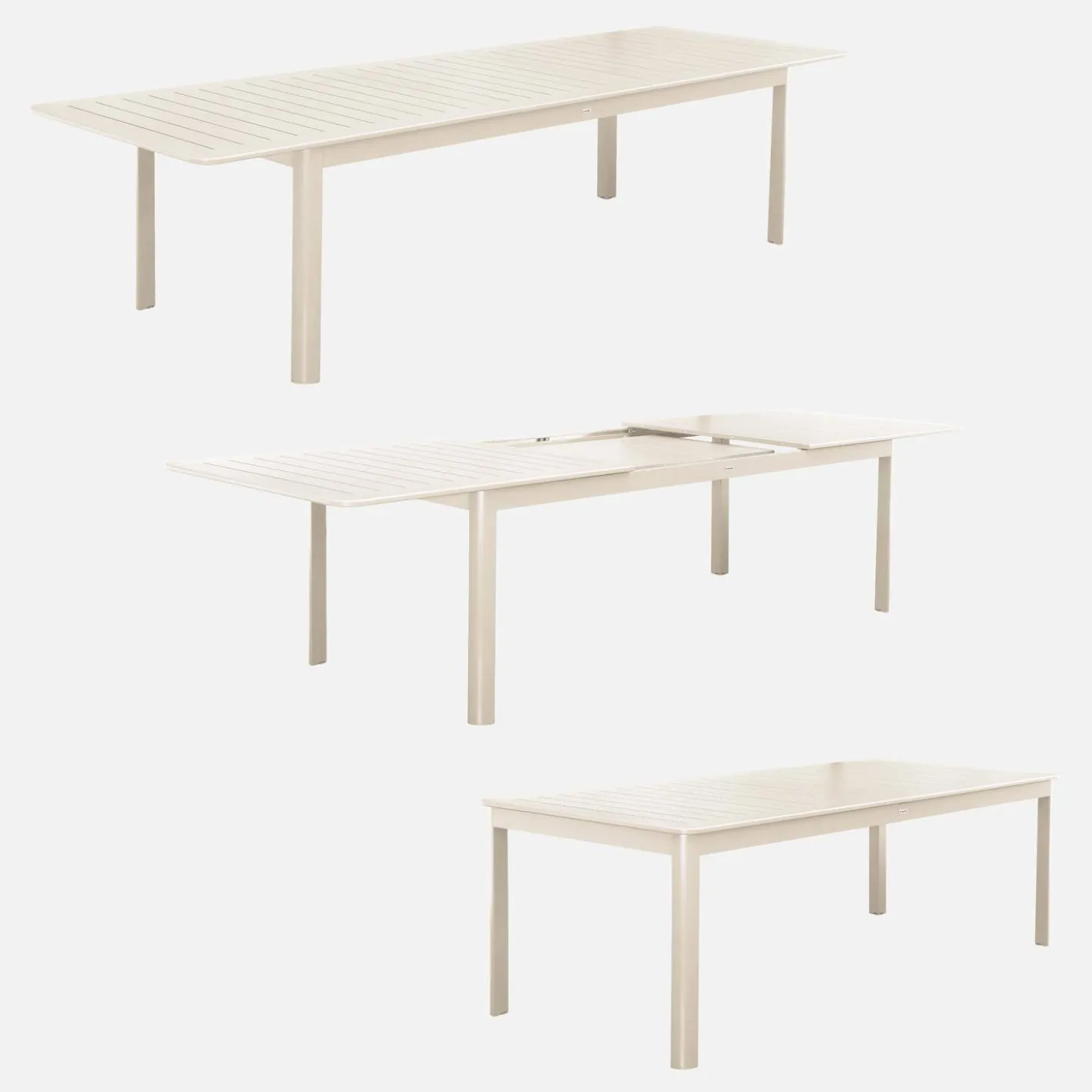 Mesa de jardín extensible de aluminio con 10 sillas