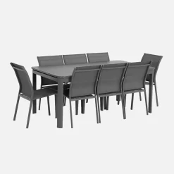 Mesa de jardín extensible de aluminio, 8 plazas