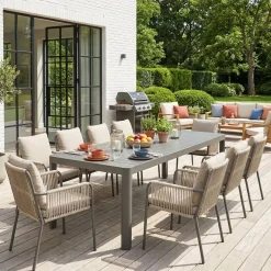 Mesa de jardín extensible de aluminio, 6-10 lugares