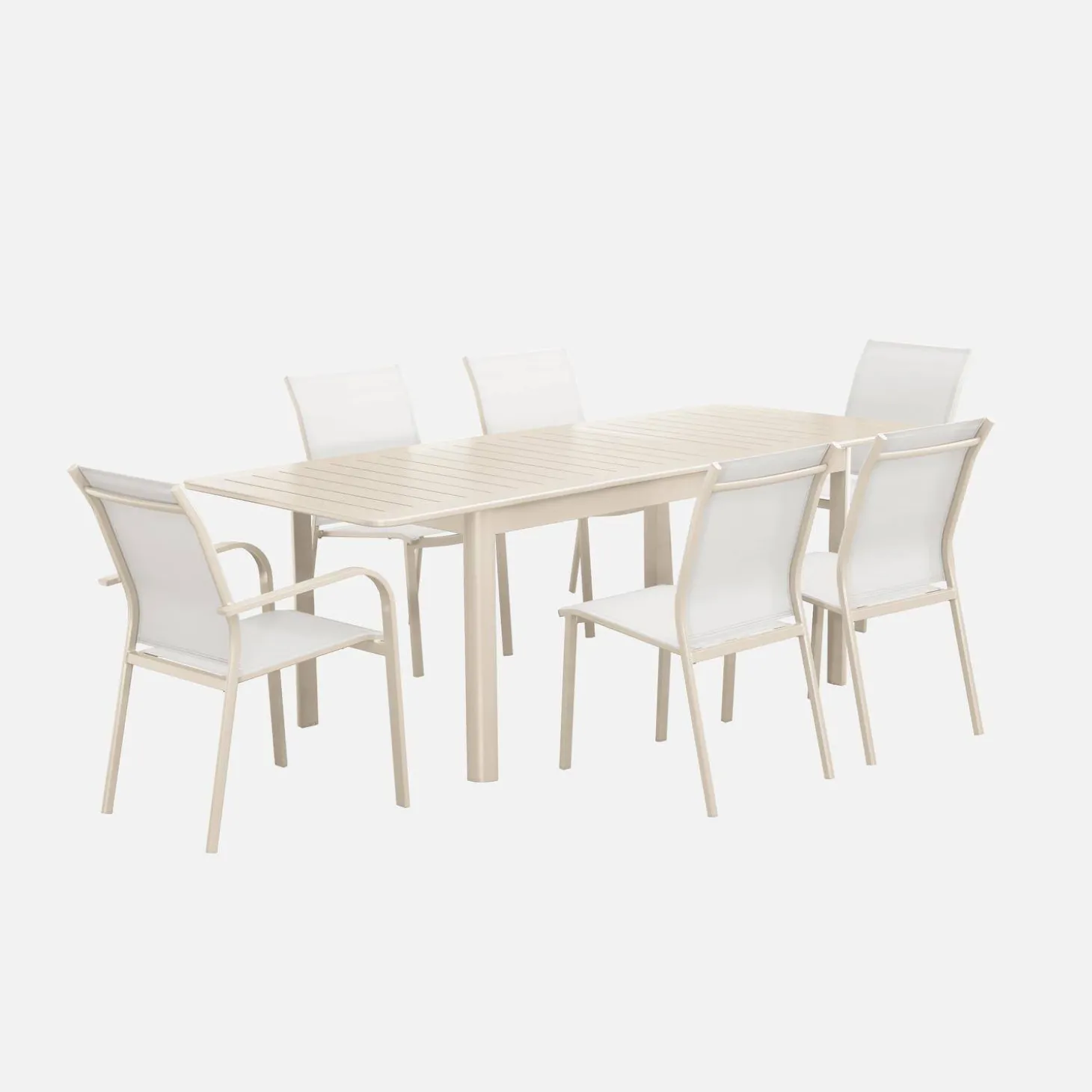 Mesa de jardín extensible de aluminio de 6 plazas