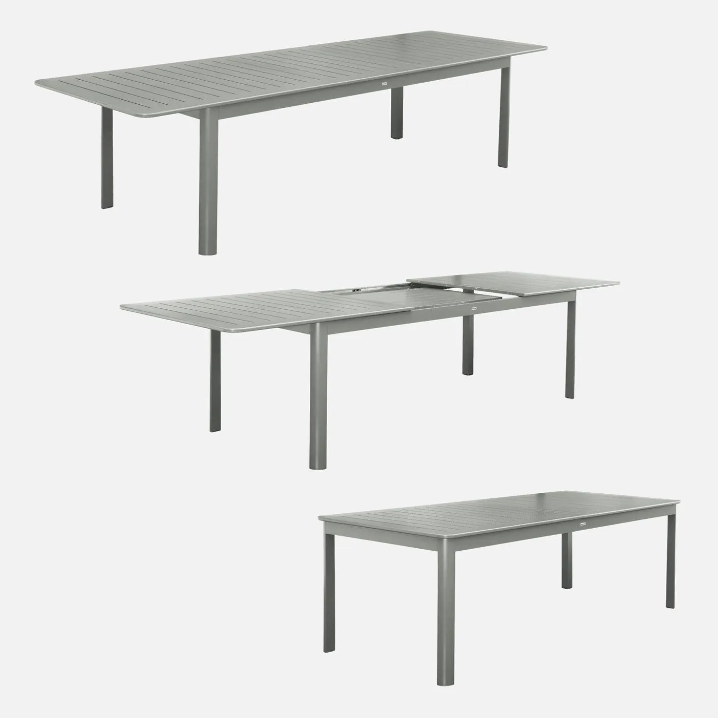 Mesa de jardín extensible de aluminio con 10 sillas