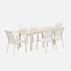 Mesa de jardín extensible de aluminio con 6 sillas