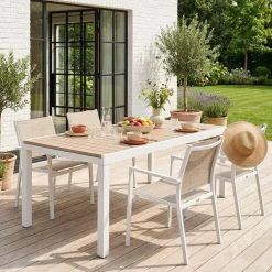 Mesa de jardín extensible de aluminio, 12 plazas
