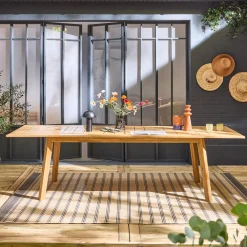 Mesa de jardín extensible de madera de acacia, 10 plazas