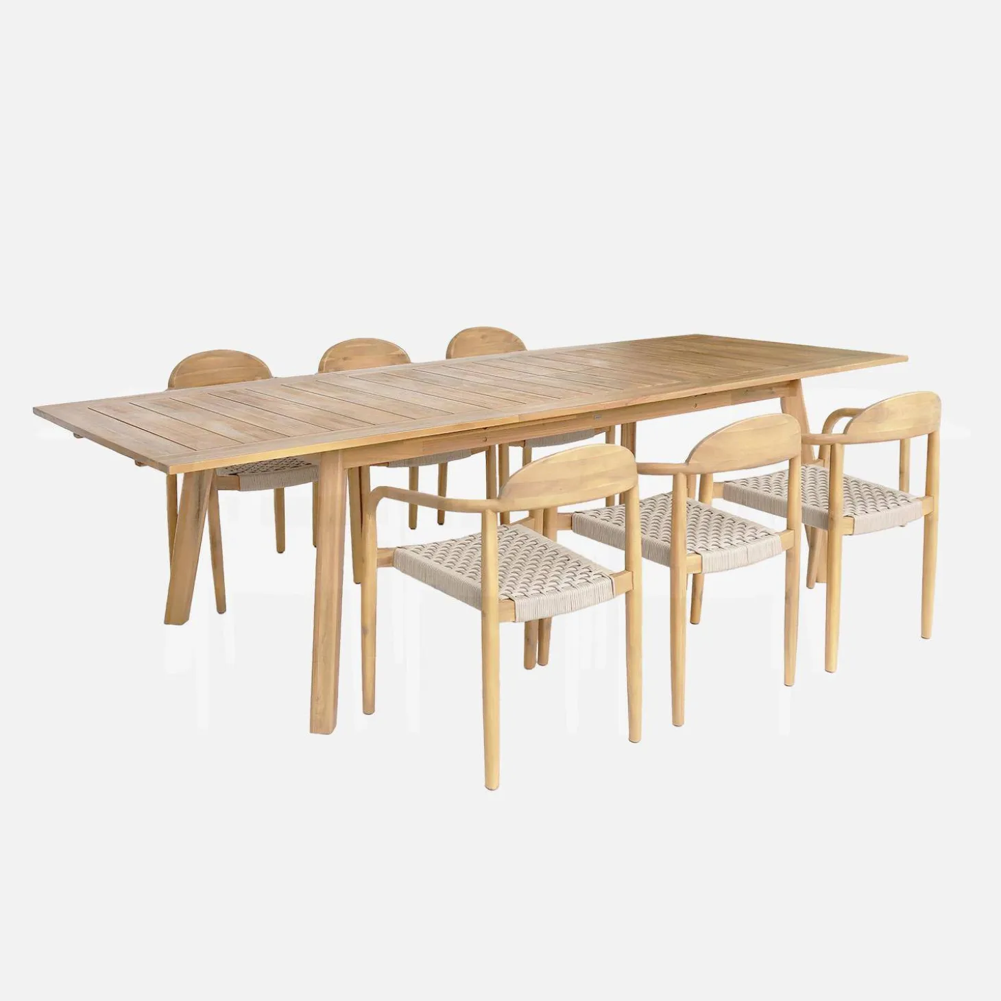 Mesa de jardín extensible de madera de acacia, 10 plazas