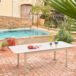 Mesa de jardín extensible de aluminio de 8 plazas