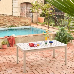Mesa de jardín extensible de aluminio de 8 plazas