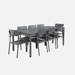 Mesa de jardín extensible de aluminio 8 sillas
