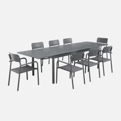 Mesa de jardín extensible de aluminio 8 sillas