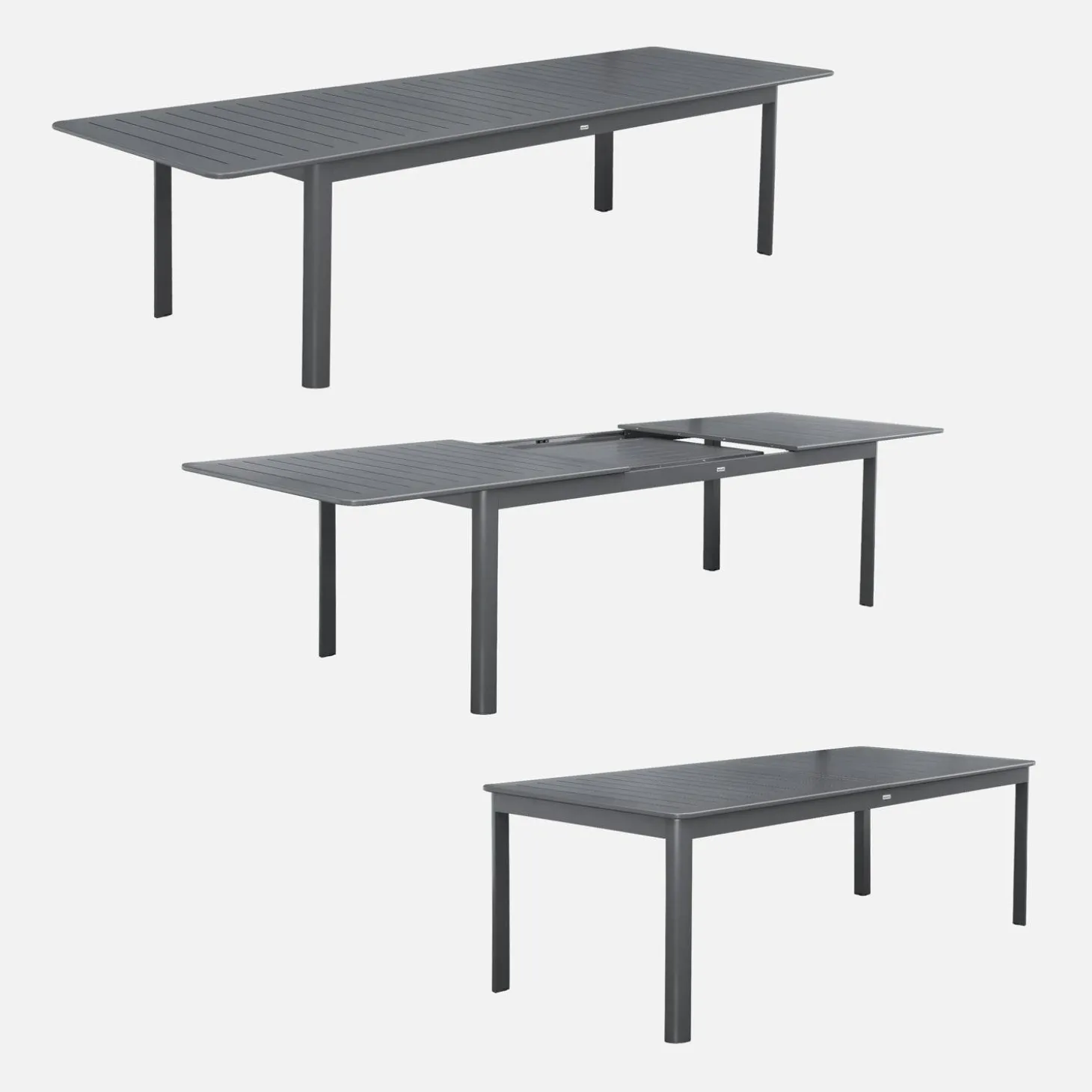 Mesa de jardín extensible de aluminio con 10 sillas