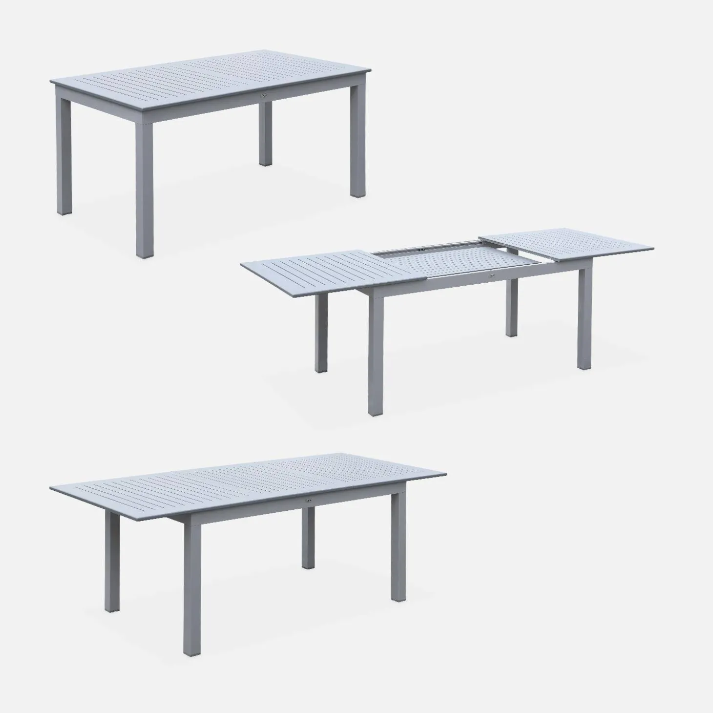 Mesa de jardín extensible de aluminio con 6 sillas