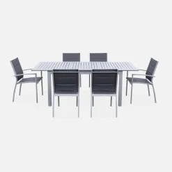 Mesa de jardín extensible de aluminio con 6 sillas