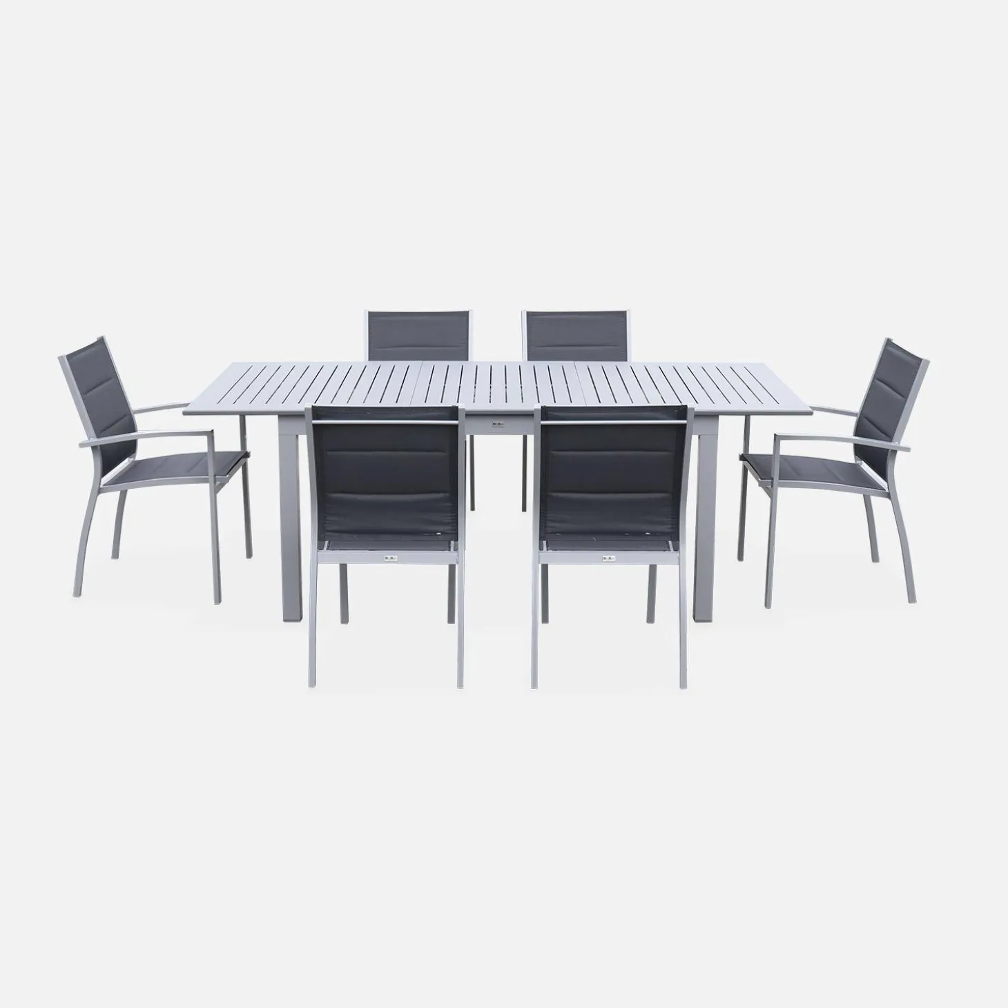 Mesa de jardín extensible de aluminio con 6 sillas