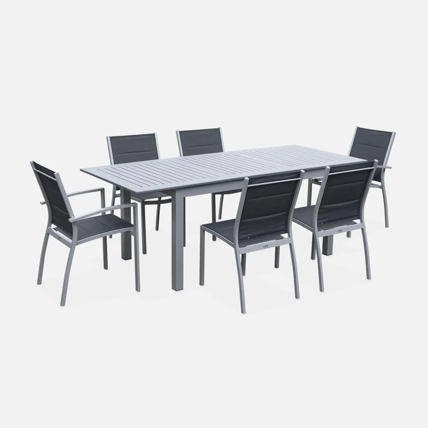 Mesa de jardín extensible de aluminio con 6 sillas
