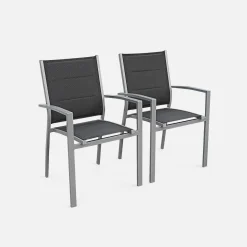 Mesa de jardín extensible de aluminio con 6 sillas