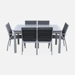 Mesa de jardín extensible de aluminio con 6 sillas