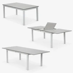 Mesa de jardín extensible de aluminio con 8 sillas
