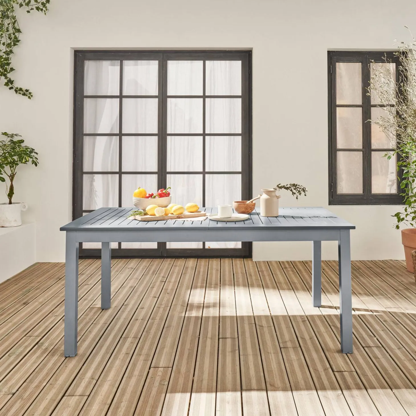 Mesa de jardín extensible de aluminio de 8 plazas