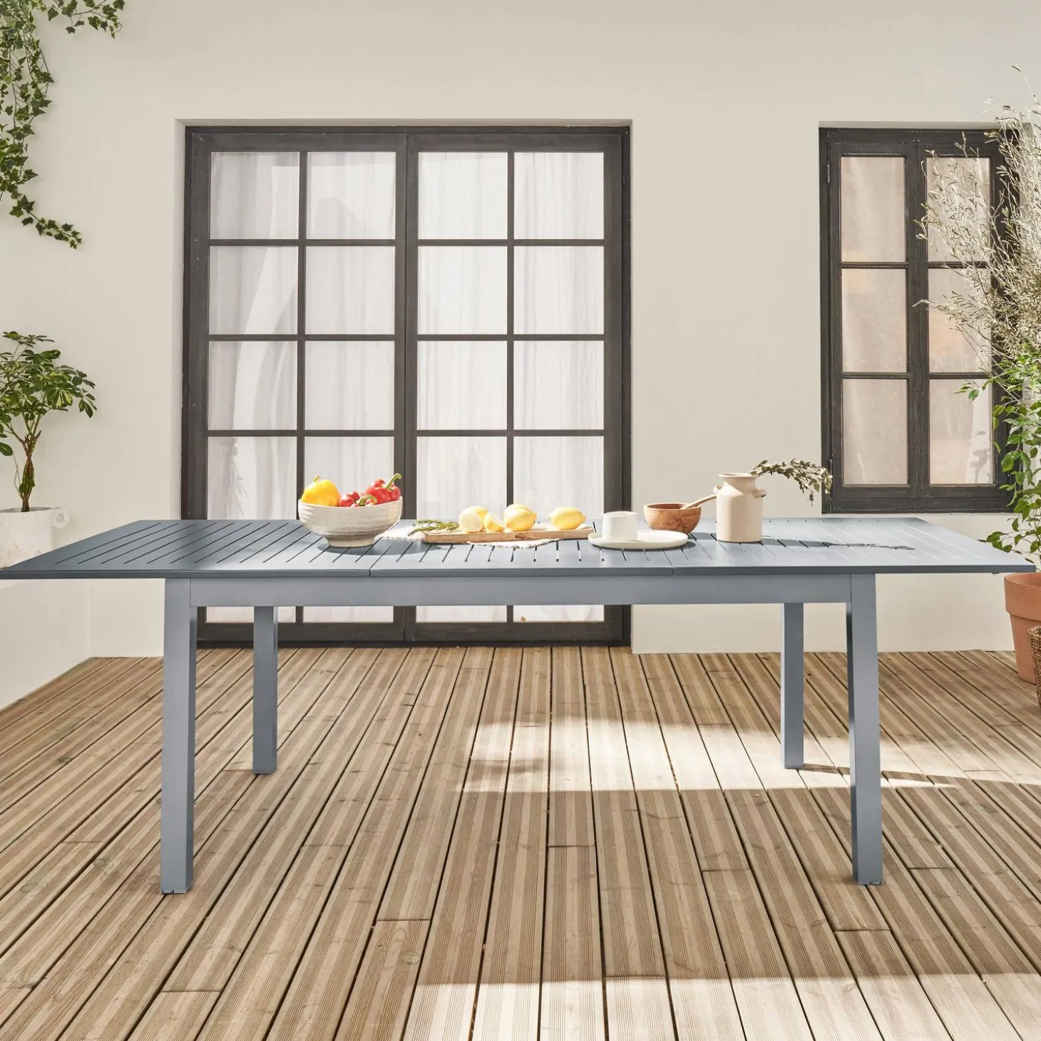 Mesa de jardín extensible de aluminio de 8 plazas