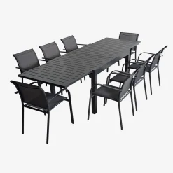 Mesa de jardín extensible de aluminio, 8 plazas