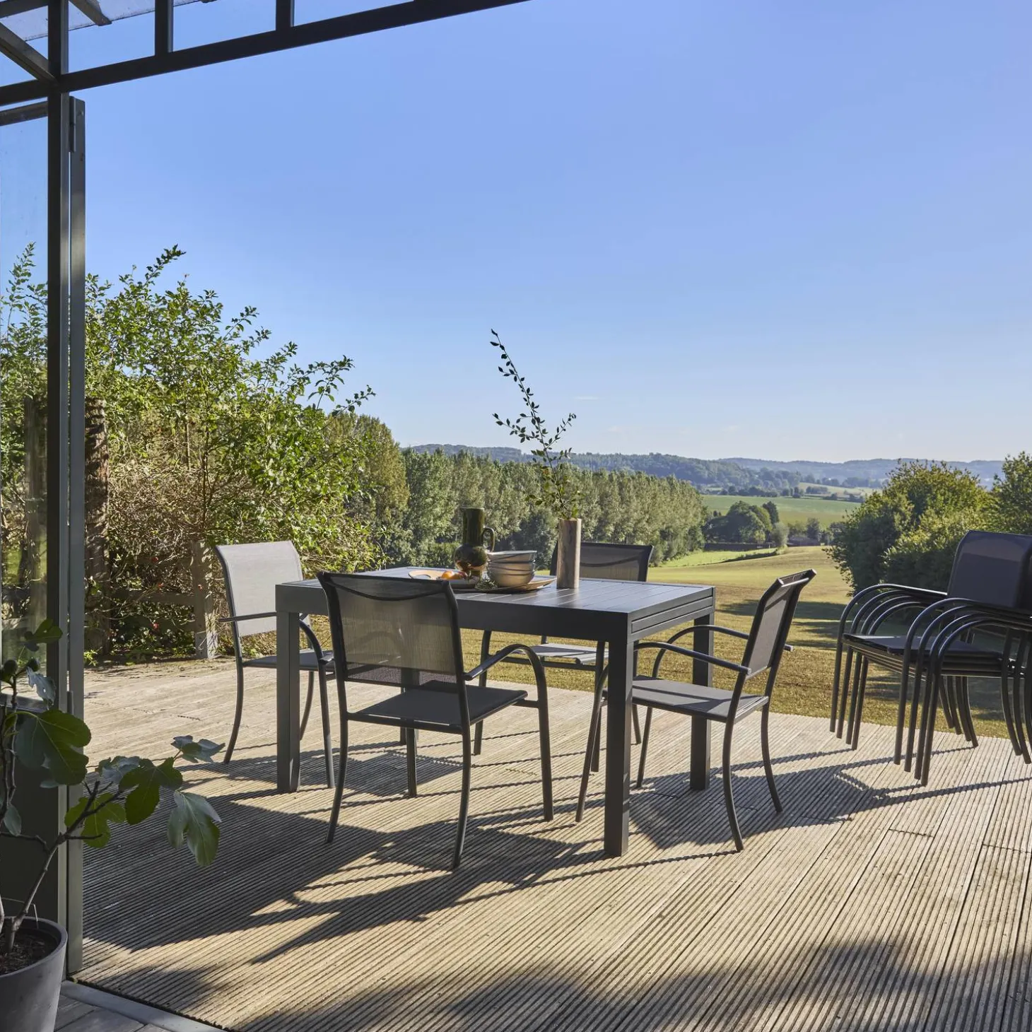 Mesa de jardín extensible de aluminio, 8 plazas