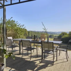 Mesa de jardín extensible de aluminio, 8 plazas