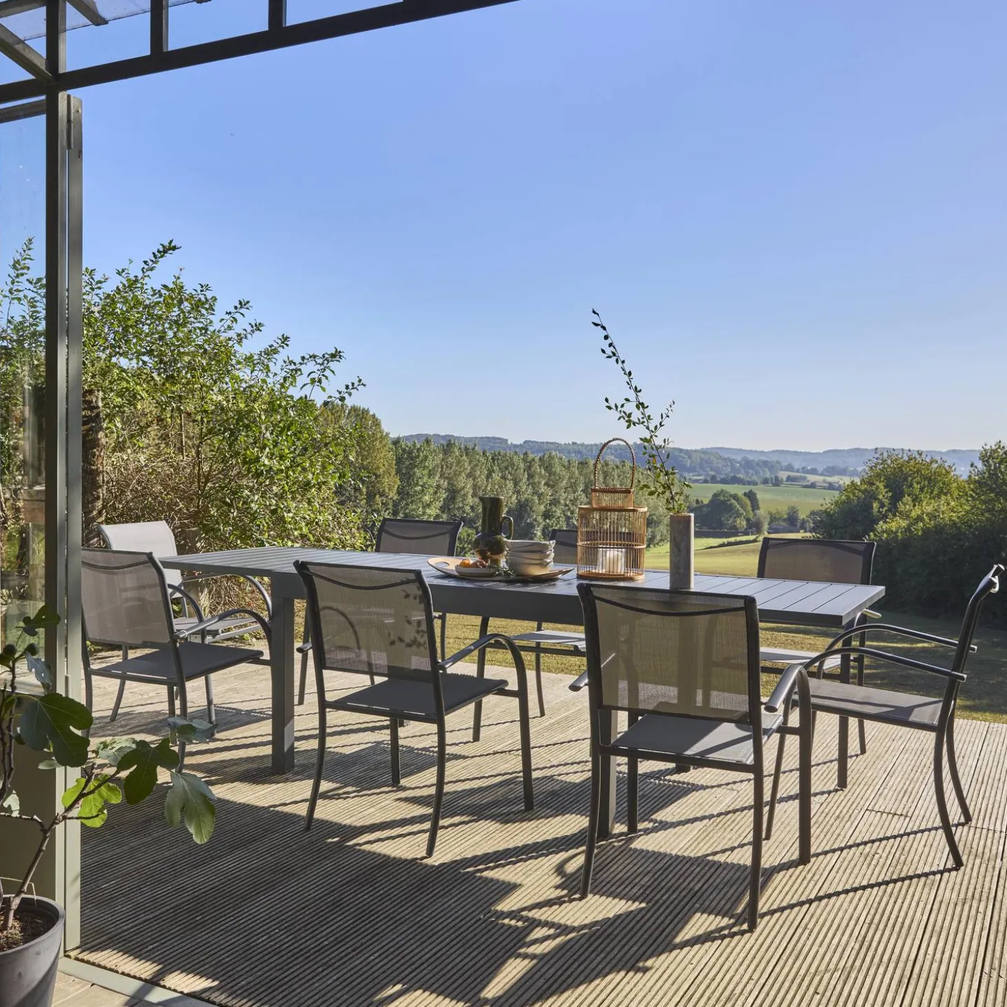 Mesa de jardín extensible de aluminio, 8 plazas