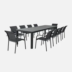 Mesa de jardín extensible de aluminio, 6-10 lugares