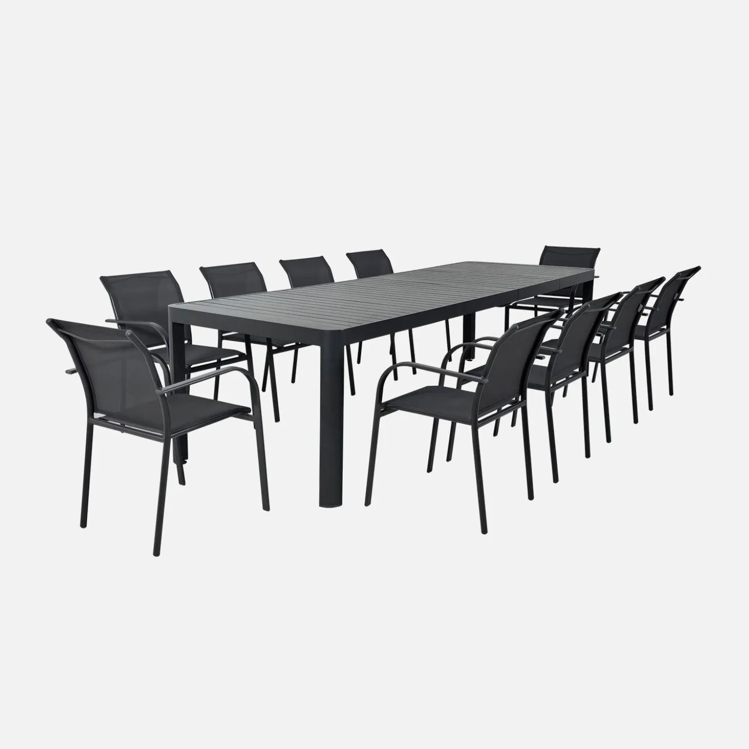 Mesa de jardín extensible de aluminio, 6-10 lugares