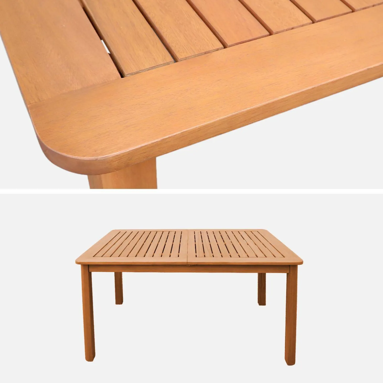 Mesa de jardín extensible de madera de eucalipto, 4-6 plazas