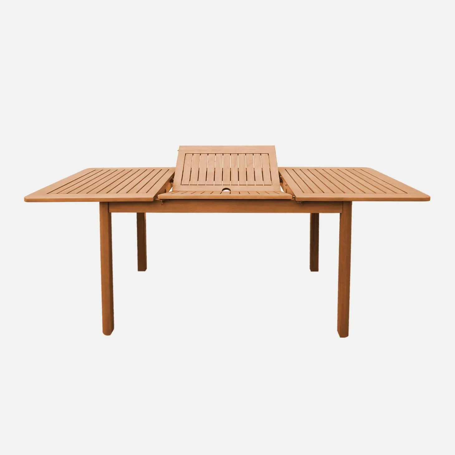 Mesa de jardín extensible de madera de eucalipto, 4-6 plazas