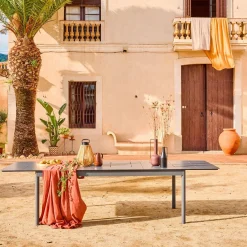 Mesa de jardín extensible de aluminio de 8 plazas