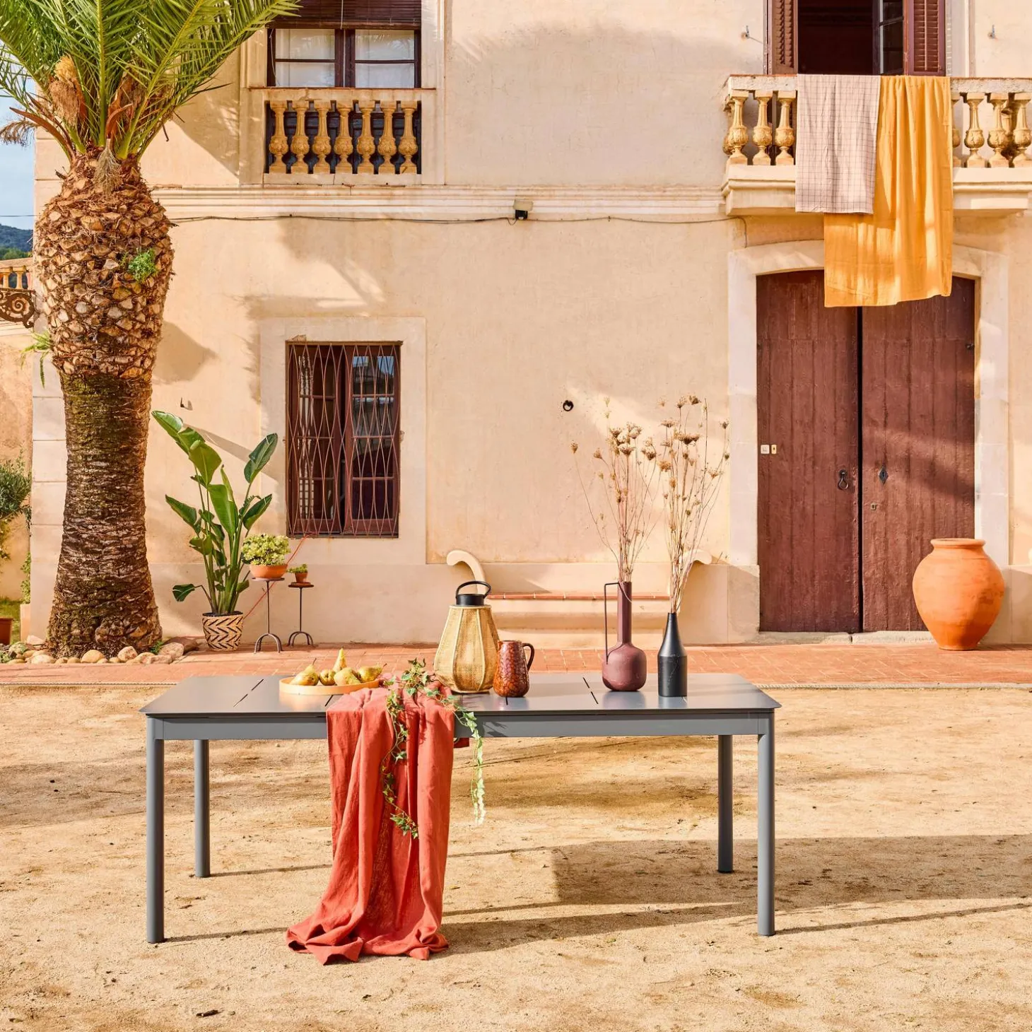 Mesa de jardín extensible de aluminio de 8 plazas