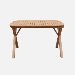 Mesa de jardín extensible de madera de acacia, 4-6 plazas