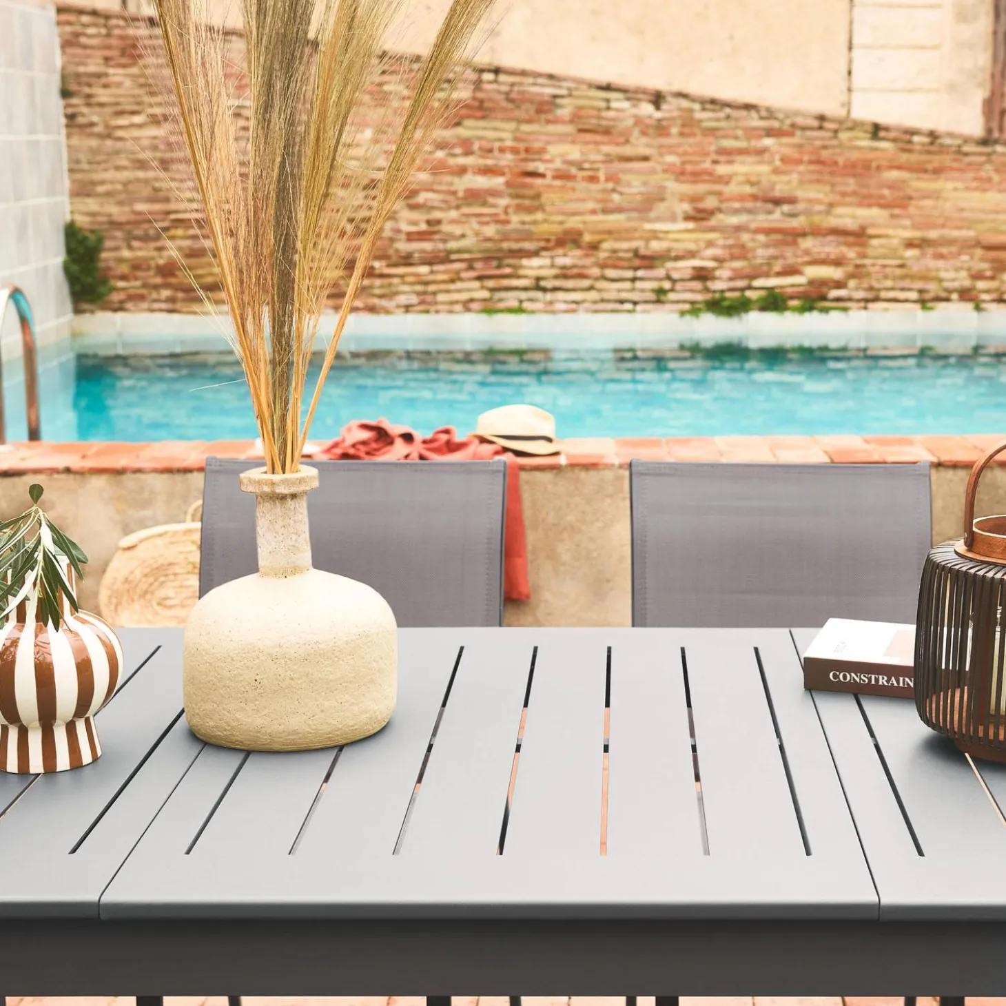 Mesa de jardín extensible de aluminio con 6 sillas