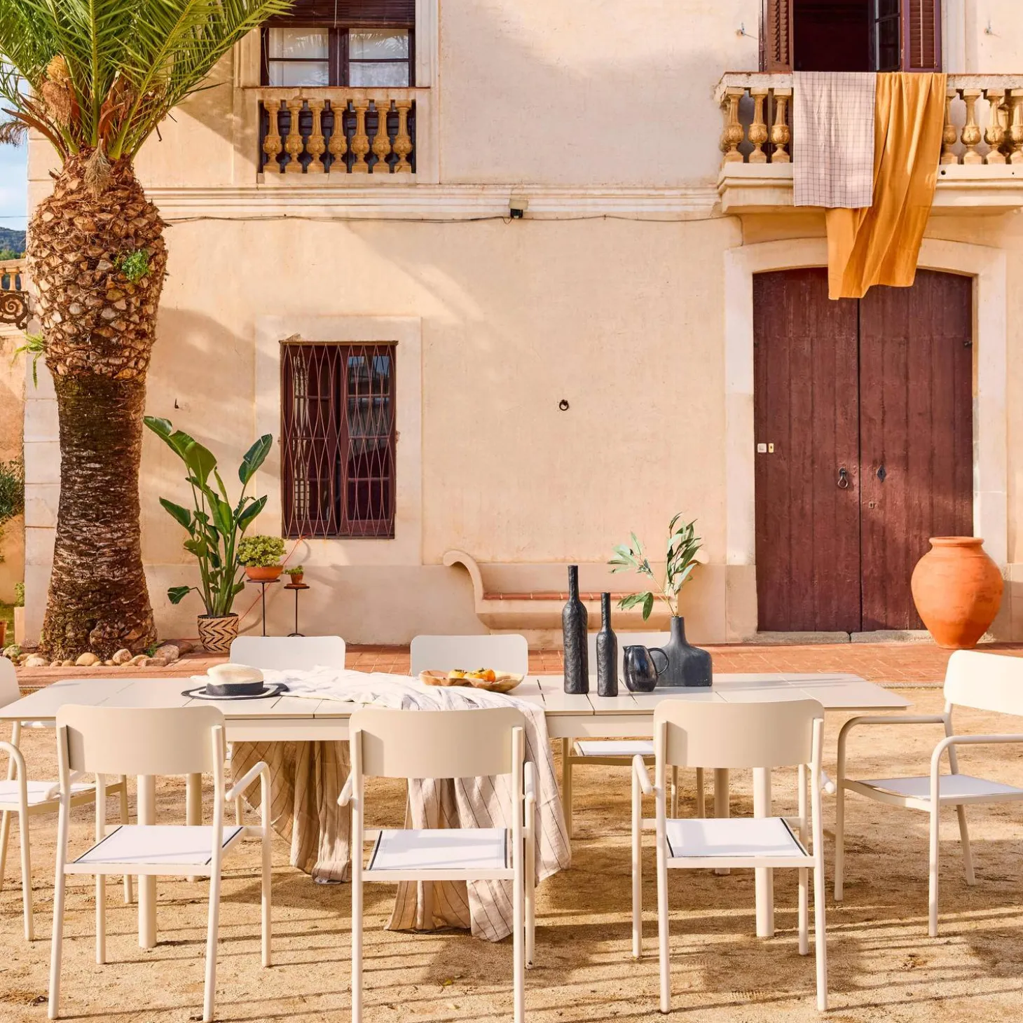 Mesa de jardín extensible de aluminio 8 sillas