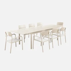Mesa de jardín extensible de aluminio 8 sillas