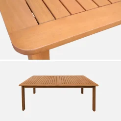 Mesa de jardín extensible de madera de eucalipto, 6-8 plazas